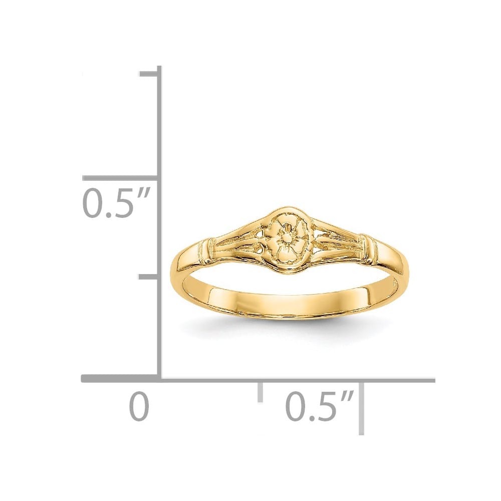 14k Yellow Gold Polished Oval Flower Ring