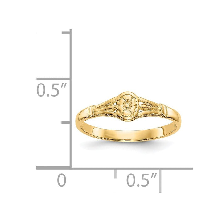 14k Yellow Gold Polished Oval Flower Ring