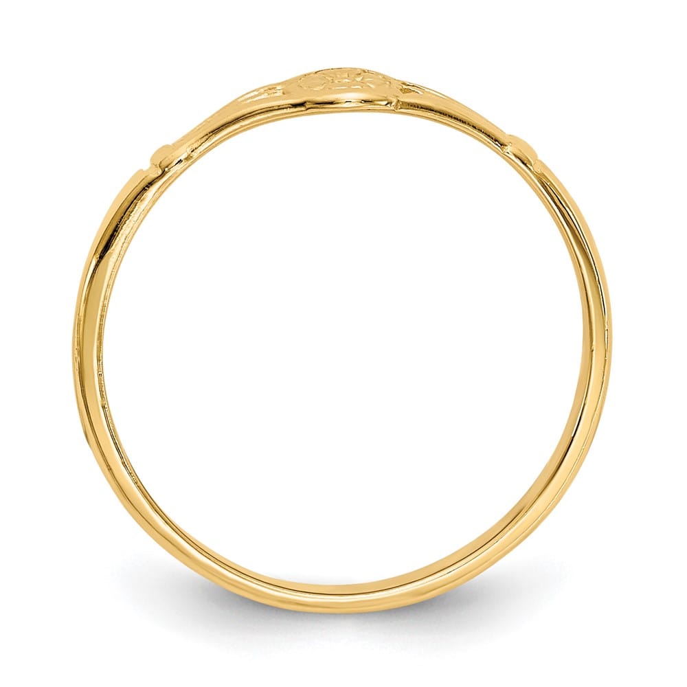 14k Yellow Gold Polished Oval Flower Ring