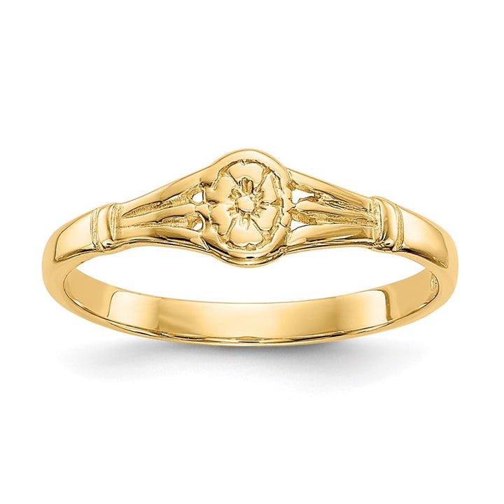 14k Yellow Gold Polished Oval Flower Ring
