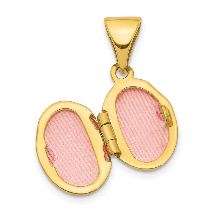 14K Yellow Gold Polished Plain 12mm Oval Locket