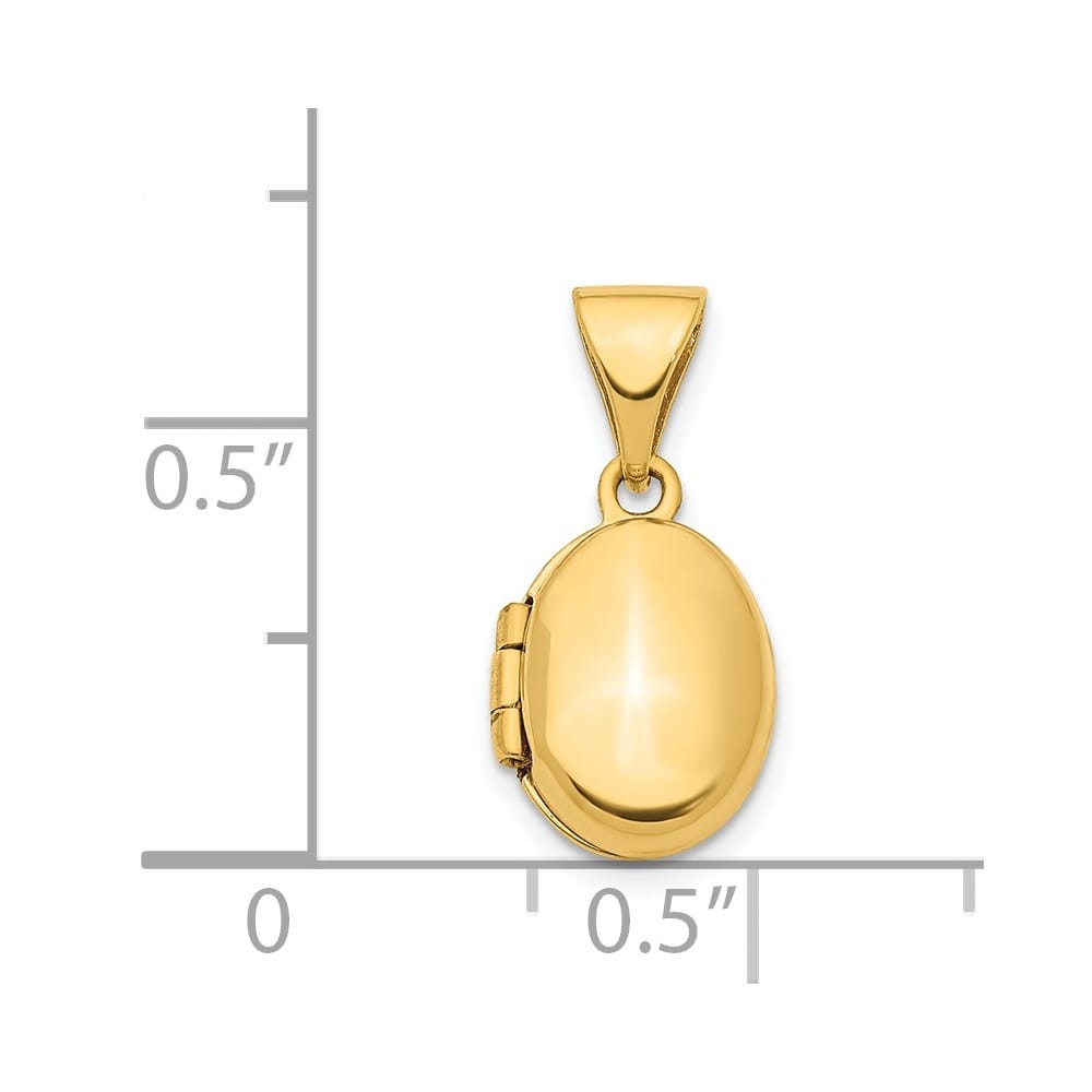 14K Yellow Gold Polished Plain 12mm Oval Locket