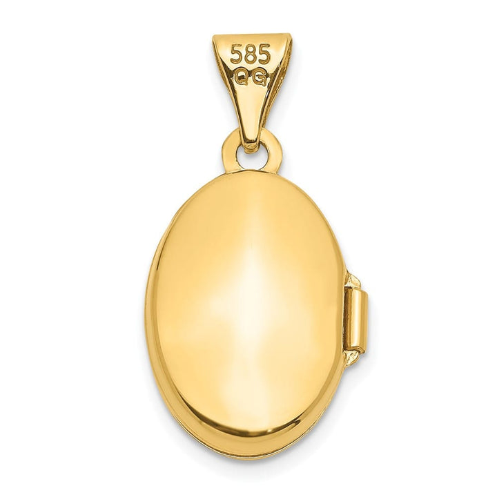 14K Yellow Gold Polished Plain 13mm Oval Locket