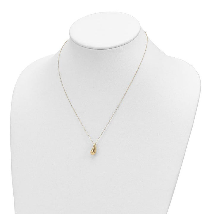 14K Yellow Gold Polished Puffed Teardrop Pendant 18 inch Necklace