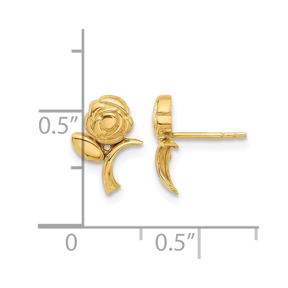 14K Yellow Gold Polished Rose Post Earrings, view 4 of 4