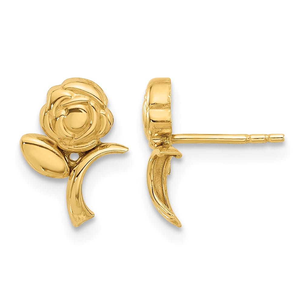 14K Yellow Gold Polished Rose Post Earrings, view 1 of 4