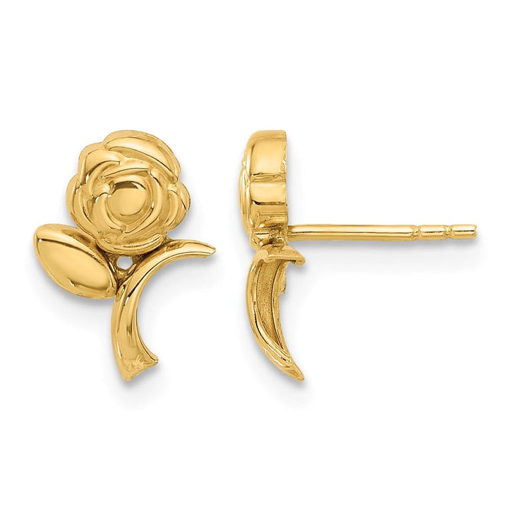 14K Yellow Gold Polished Rose Post Earrings, view 1 of 4