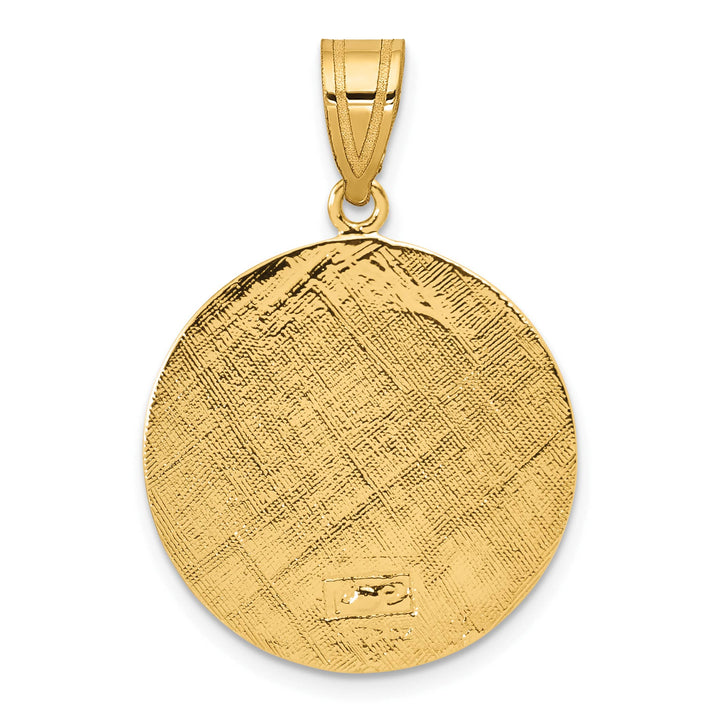 14K Yellow Gold Polished Saint Christopher Medal Round Charm