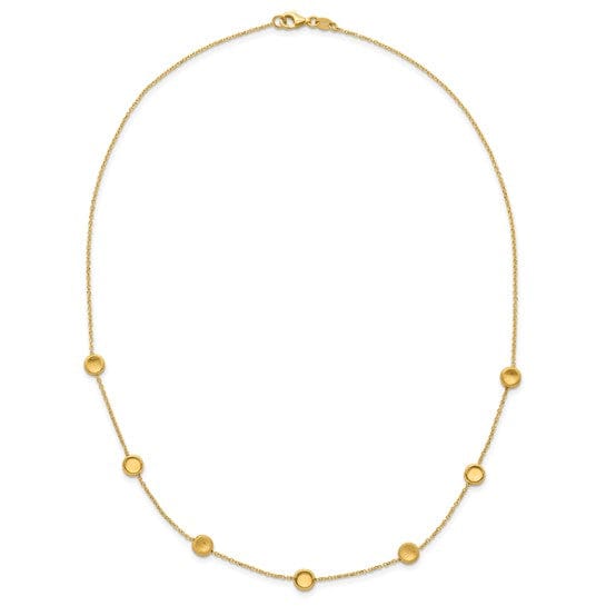 14k Yellow Gold Polished Satin Beaded Necklace