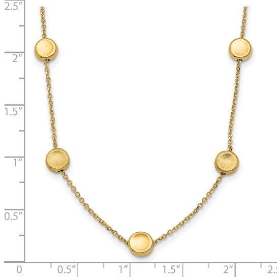 14k Yellow Gold Polished Satin Beaded Necklace