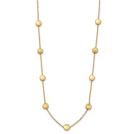 14k Yellow Gold Polished Satin Beaded Necklace