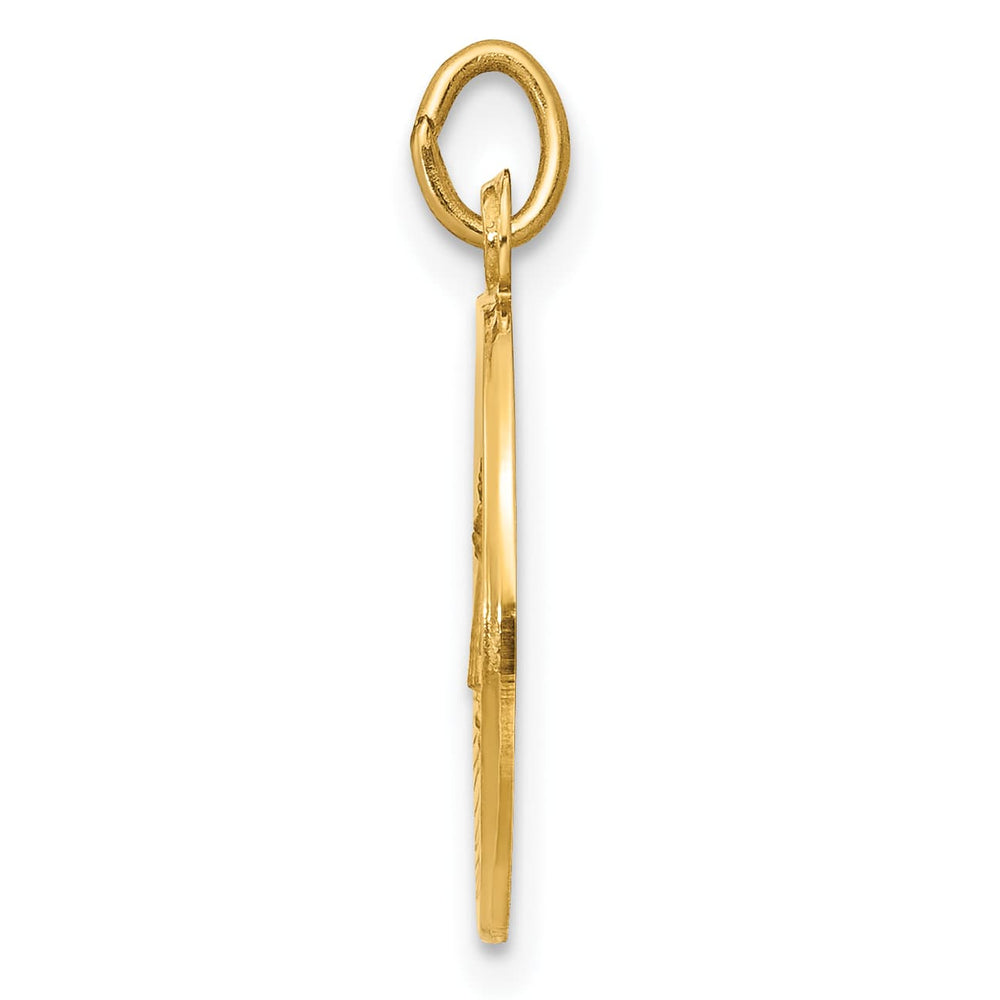 14K Yellow Gold Polished Satin Caridad Del Cobre Medal Round Pendant