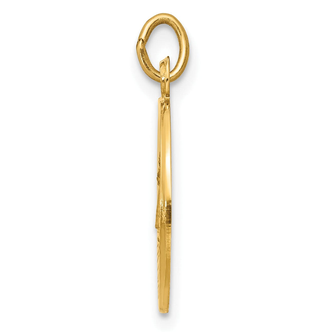 14K Yellow Gold Polished Satin Caridad Del Cobre Medal Round Pendant