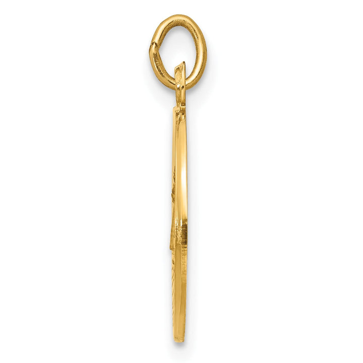 14K Yellow Gold Polished Satin Caridad Del Cobre Medal Round Pendant