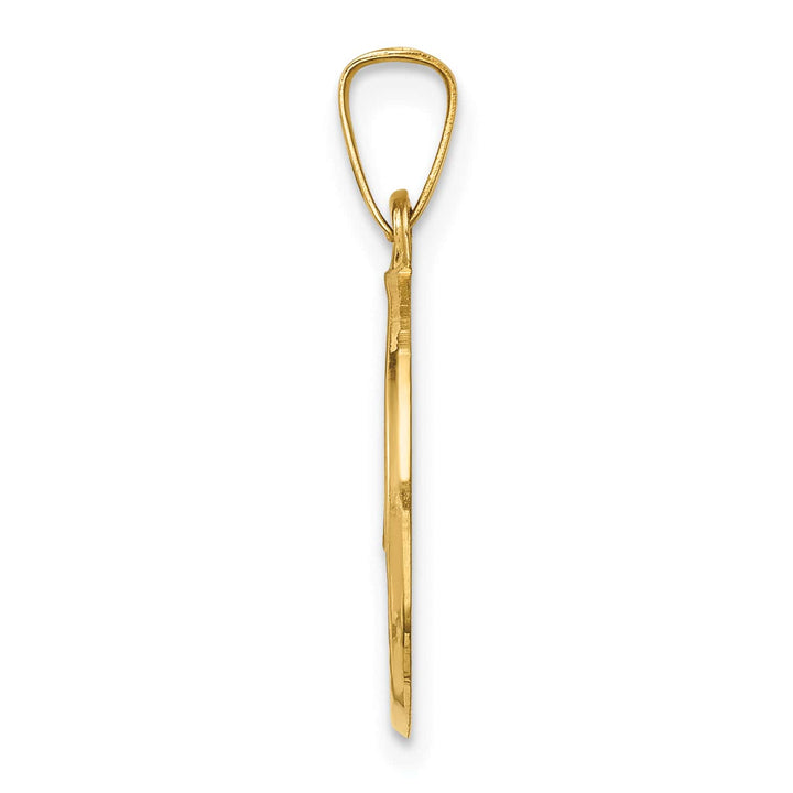 14K Yellow Gold Polished Satin Caridad Del Cobre Medal Round Pendant