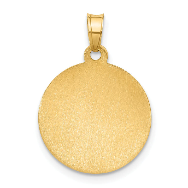 14K Yellow Gold Polished Satin Hollow Our Guardian Angel Medal Pendant