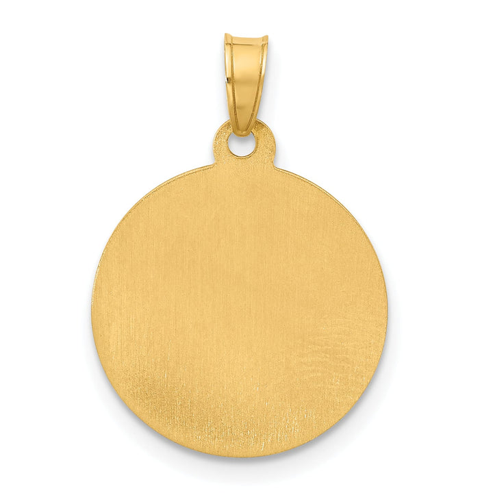 14K Yellow Gold Polished Satin Hollow St Anthony Medal Round Pendant