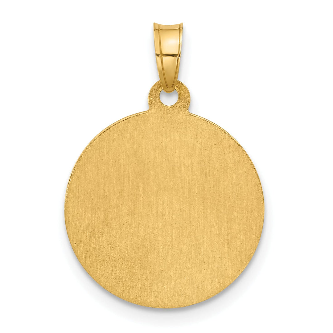14K Yellow Gold Polished Satin Hollow St. Joseph Medal Round Pendant