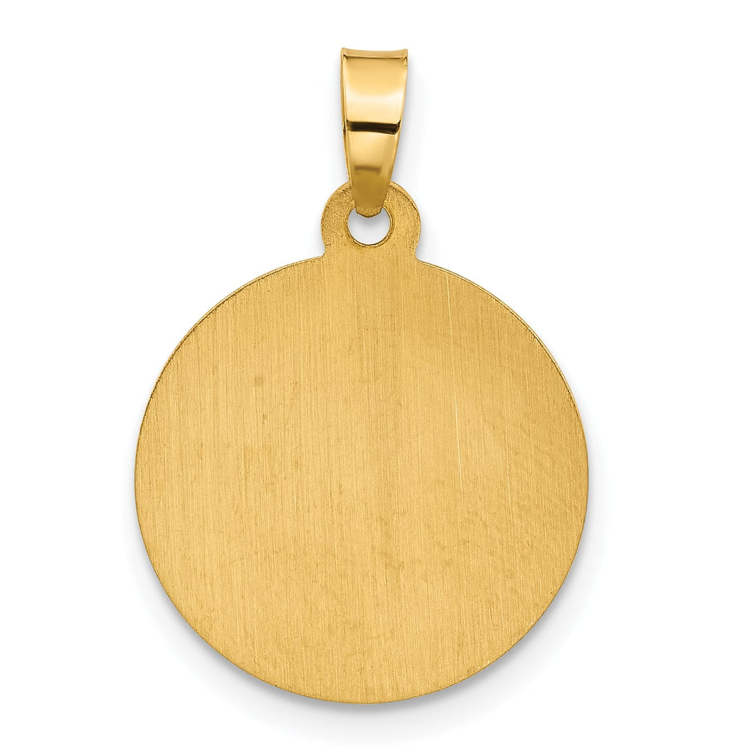 14K Yellow Gold Polished Satin Hollow St. Michael Medal Round Pendant