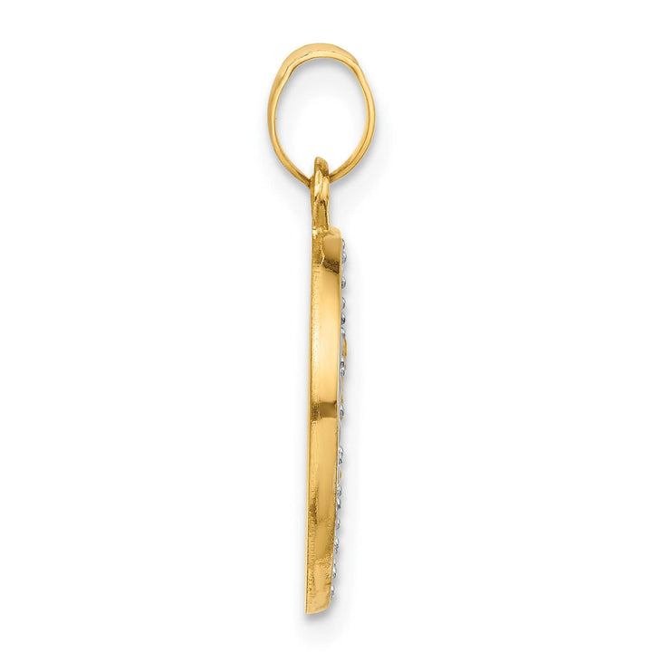 14K Yellow Gold Polished Satin Hollow St. Michael Medal Round Pendant