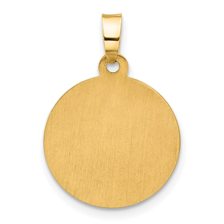 14K Yellow Gold Polished Satin Hollow St. Michael Medal Round Pendant