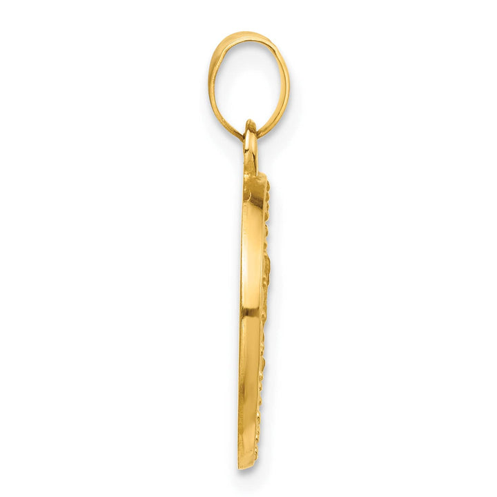 14K Yellow Gold Polished Satin Hollow St. Michael Medal Round Pendant
