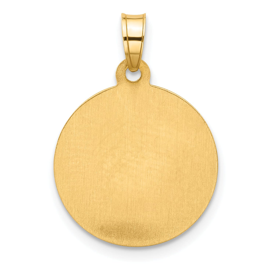 14K Yellow Gold Polished Satin Hollow St. Theresa Medal Round Pendant
