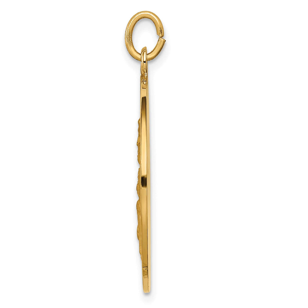 14K Yellow Gold Polished Satin Large Round St. Joseph Medal Pendant