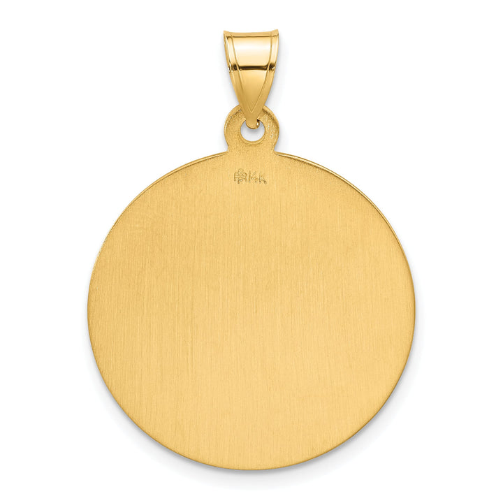 14K Yellow Gold Polished Satin Large St Joseph Medal Round Pendant