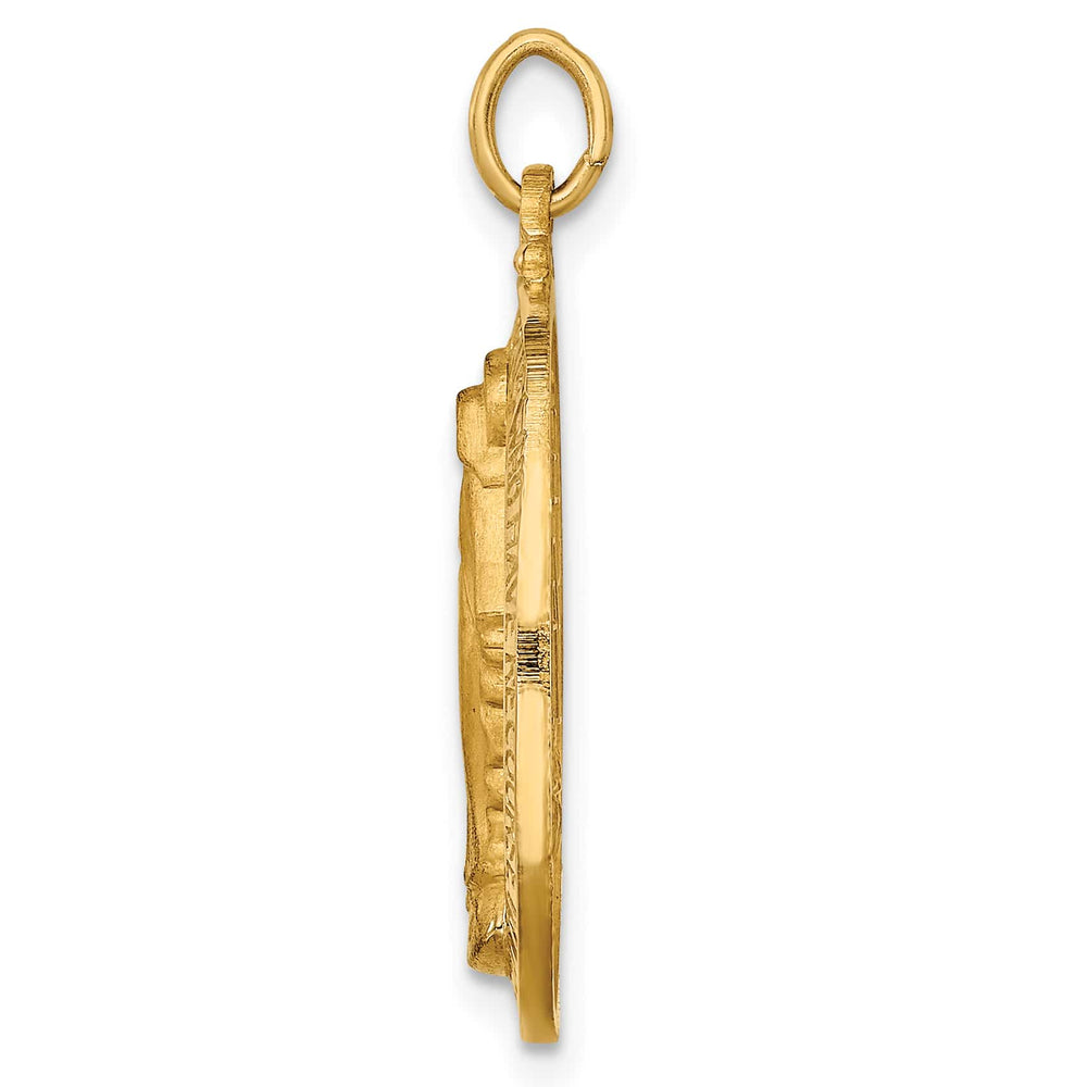 14K Yellow Gold Polished Satin Medium Miraculous Medal Oval Pendant