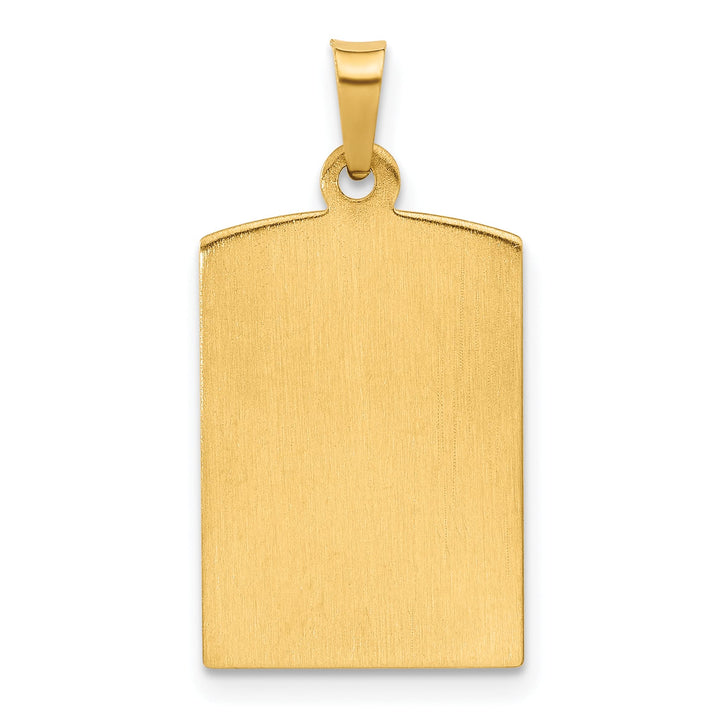 14K Yellow Gold Polished Satin Miraculous Medal Rectangular Pendant