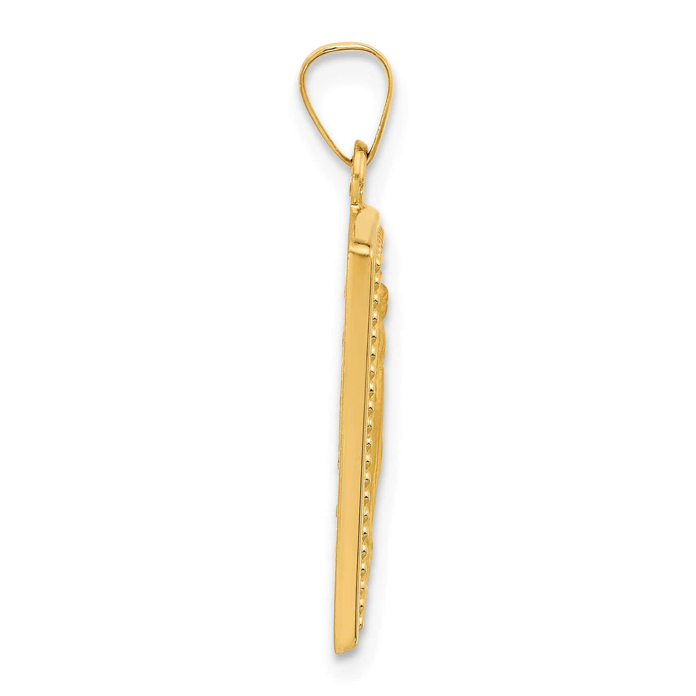 14K Yellow Gold Polished Satin Miraculous Medal Rectangular Pendant