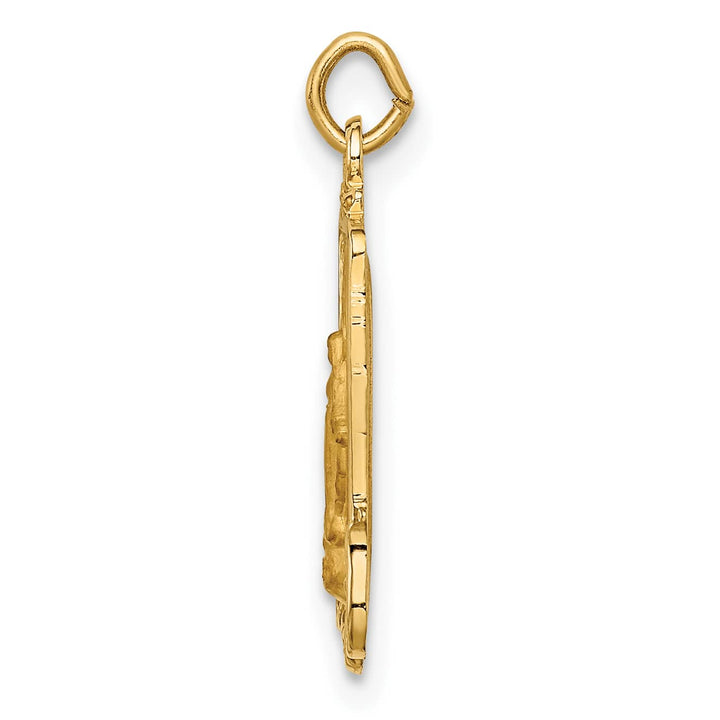 14K Yellow Gold Polished Satin Miraculous Medal Rectangular Pendant