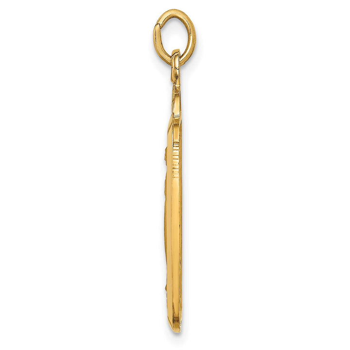 14K Yellow Gold Polished Satin Miraculous Medal Rectangular Pendant