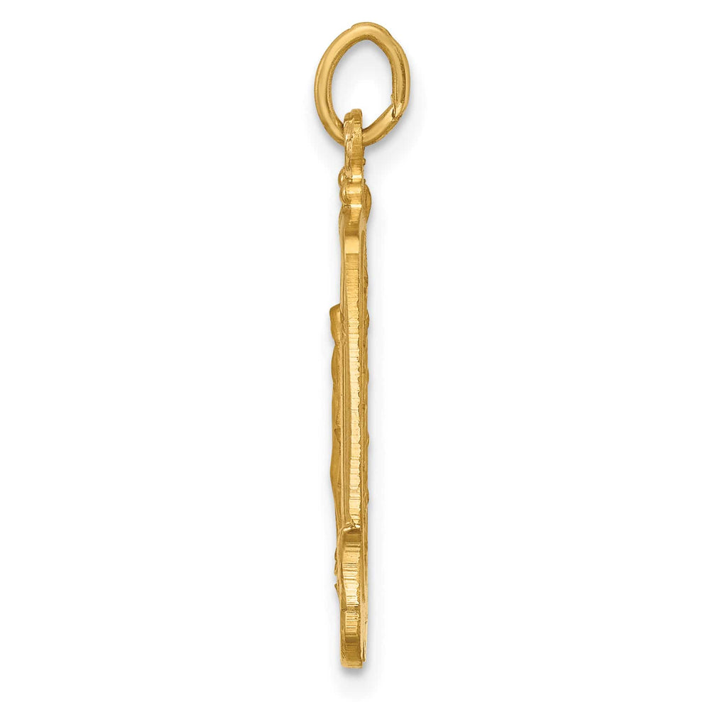 14K Yellow Gold Polished Satin Miraculous Medal Rectangular Pendant