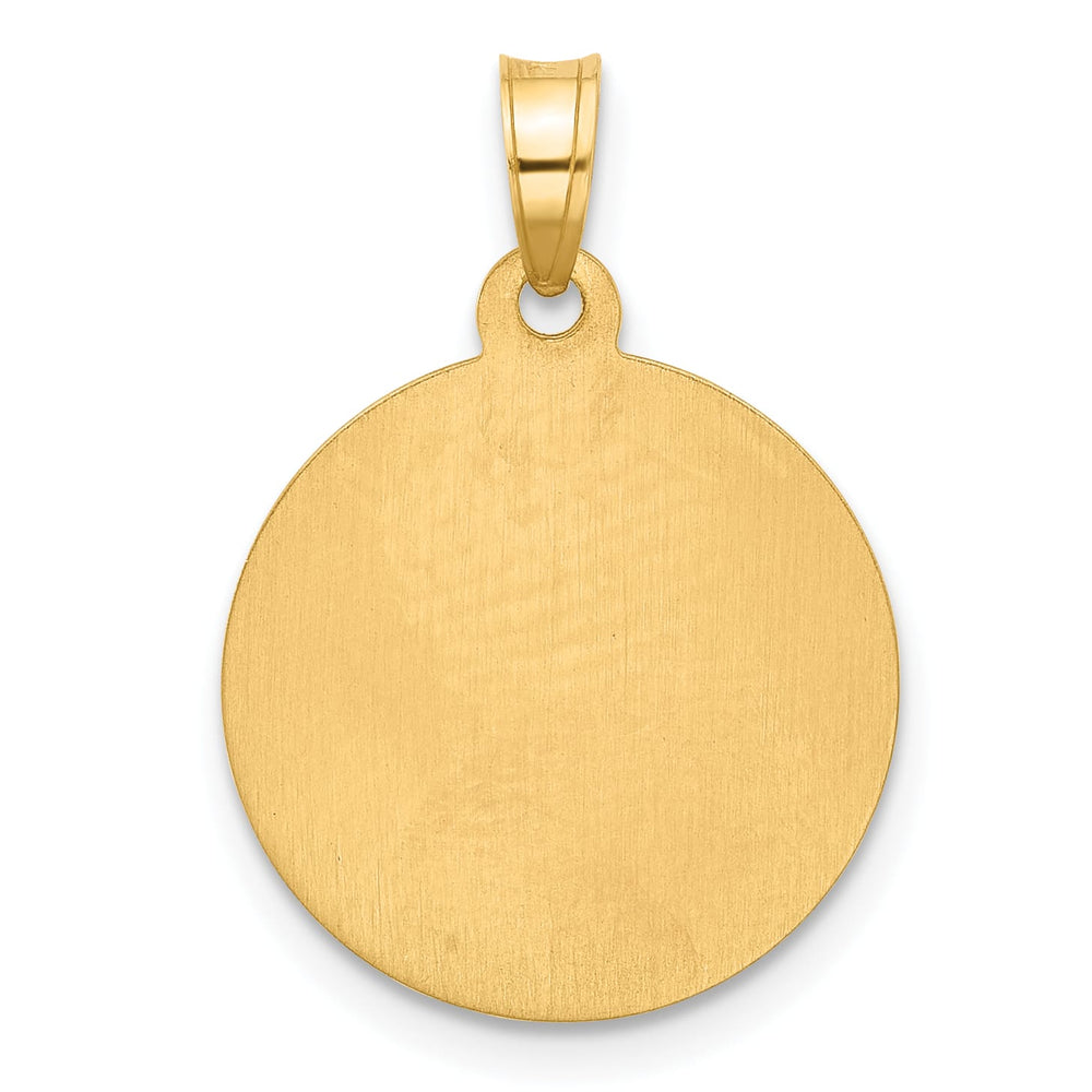 14K Yellow Gold Polished Satin Our Lady of Sorrows Medal Round Pendant