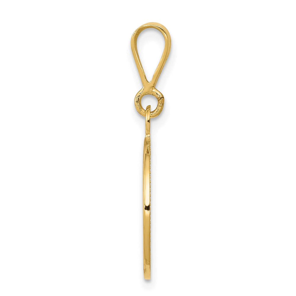 14K Yellow Gold Polished Satin Raphael Angel Round Pendant