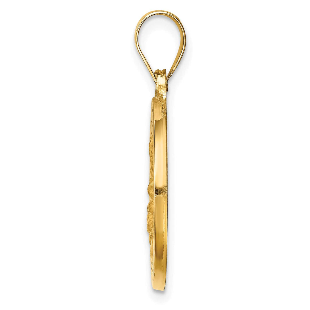 14K Yellow Gold Polished Satin Round St. Magdalena Medal Pendant