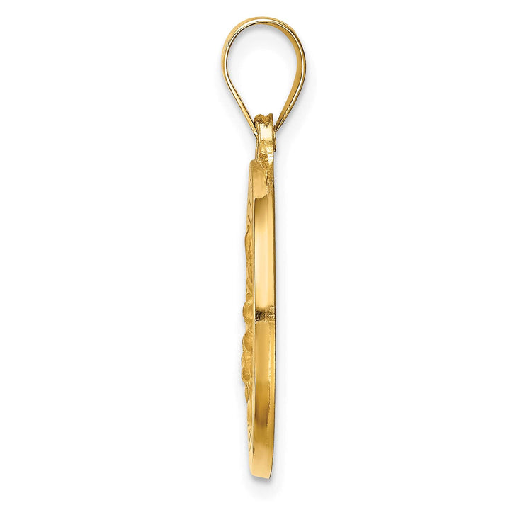 14K Yellow Gold Polished Satin Round St. Magdalena Medal Pendant