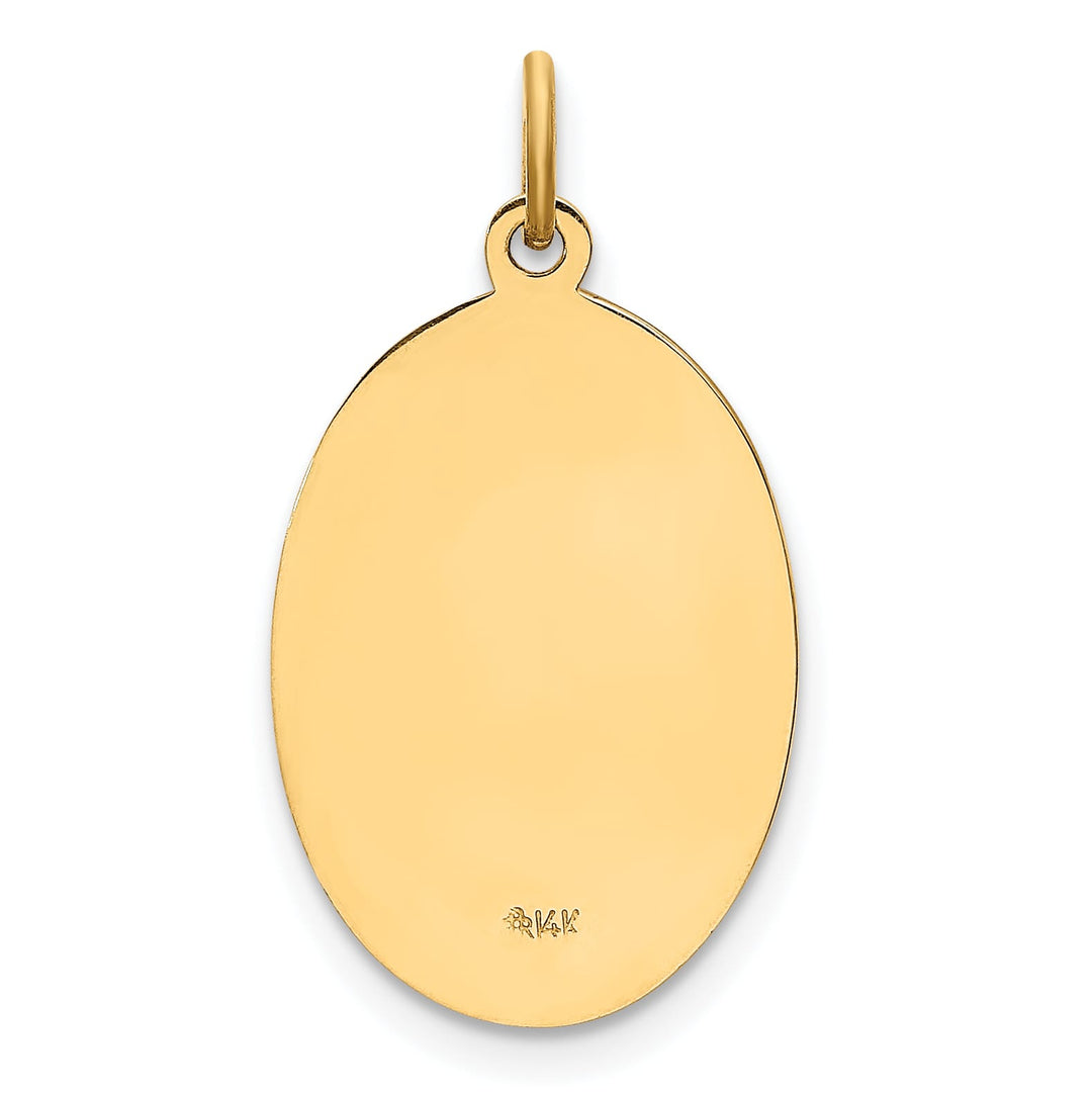 14K Yellow Gold Polished Satin Small Oval St. Christopher Medal Charm