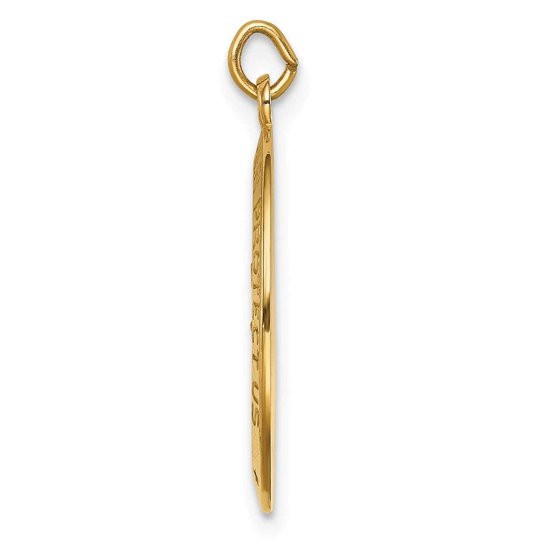 14K Yellow Gold Polished Satin Small Oval St. Christopher Medal Charm