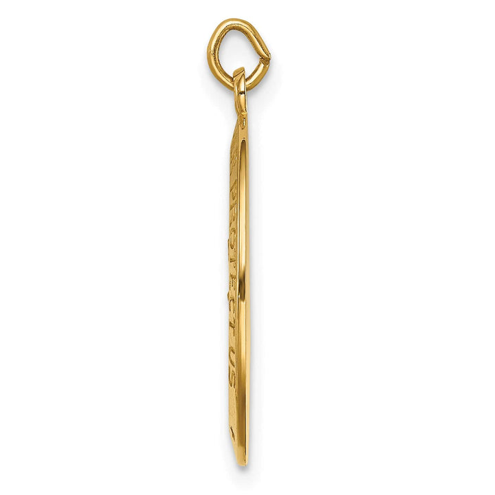 14K Yellow Gold Polished Satin Small Oval St. Christopher Medal Charm