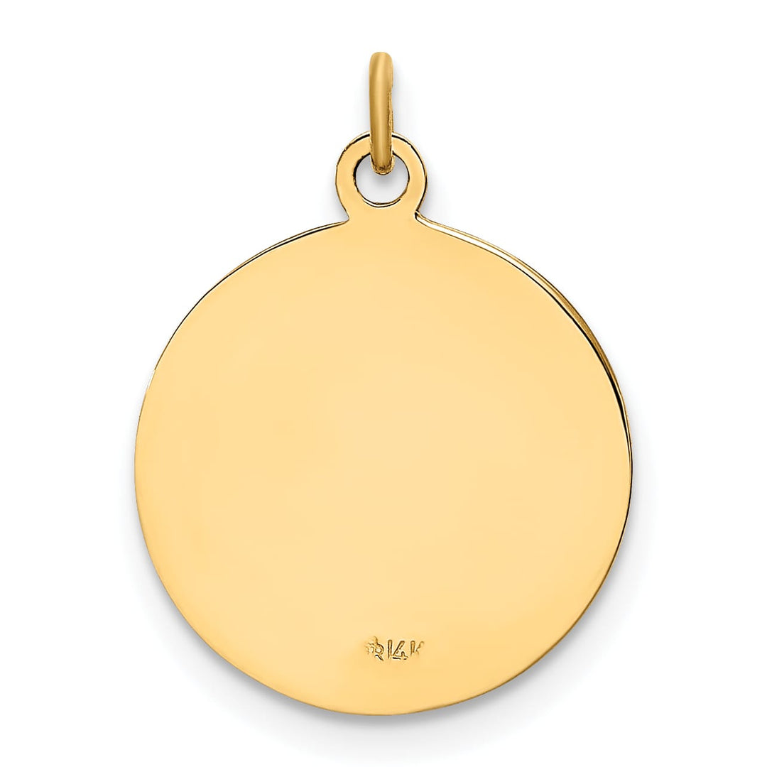 14K Yellow Gold Polished Satin Small Round St. Christopher Medal Charm