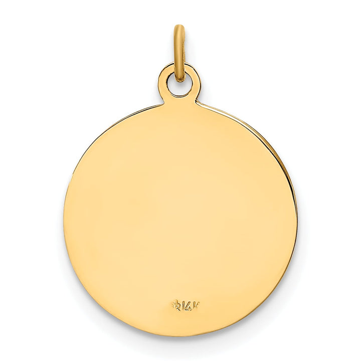 14K Yellow Gold Polished Satin Small Round St. Christopher Medal Charm