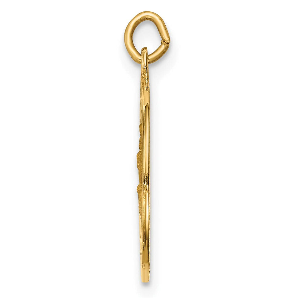 14K Yellow Gold Polished Satin Small Round St. Christopher Medal Charm