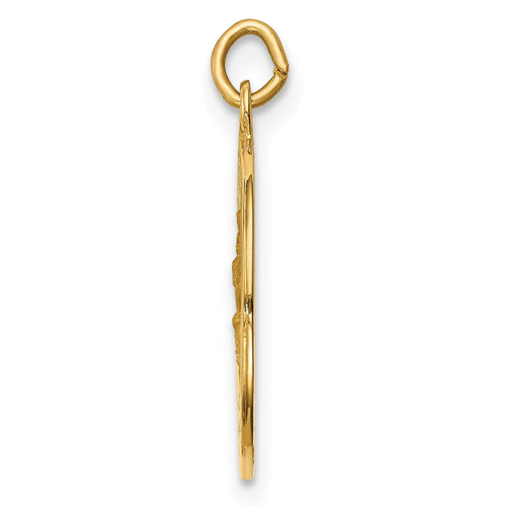 14K Yellow Gold Polished Satin Small Round St. Christopher Medal Charm