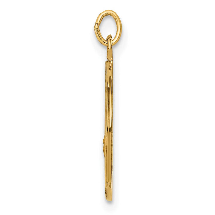 14K Yellow Gold Polished Satin Small St. Florian Medal Round Pendant
