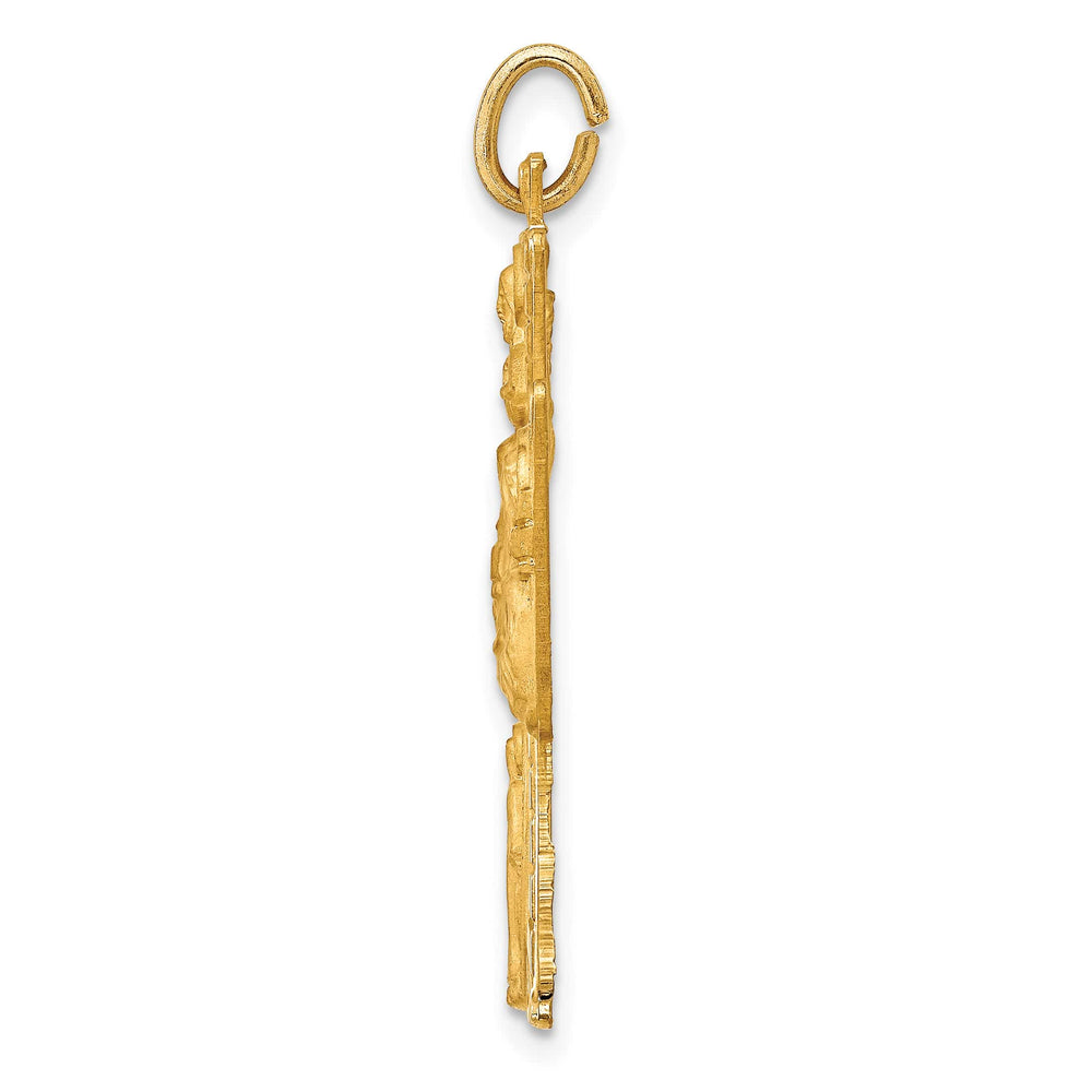 14K Yellow Gold Polished Satin Solid Large 4-Way Medal Cross Pendant