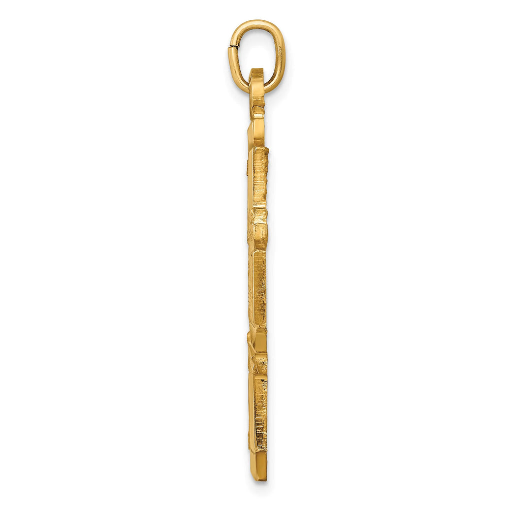 14K Yellow Gold Polished Satin Solid Large 4-Way Medal Pendant