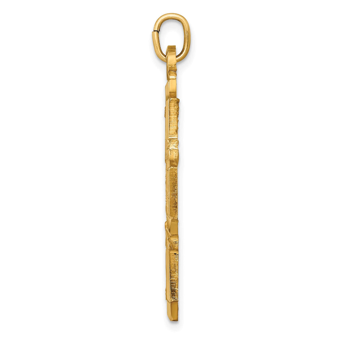 14K Yellow Gold Polished Satin Solid Large 4-Way Medal Pendant
